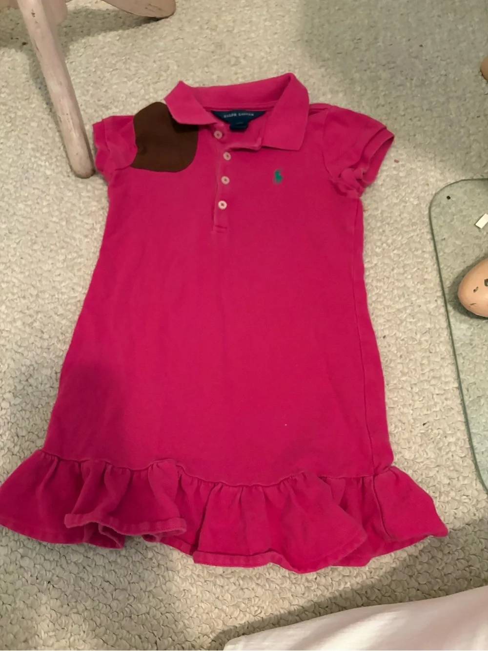 Ralph Lauren Pink Polo Ruffle Hem Dress - Girls 4/4T